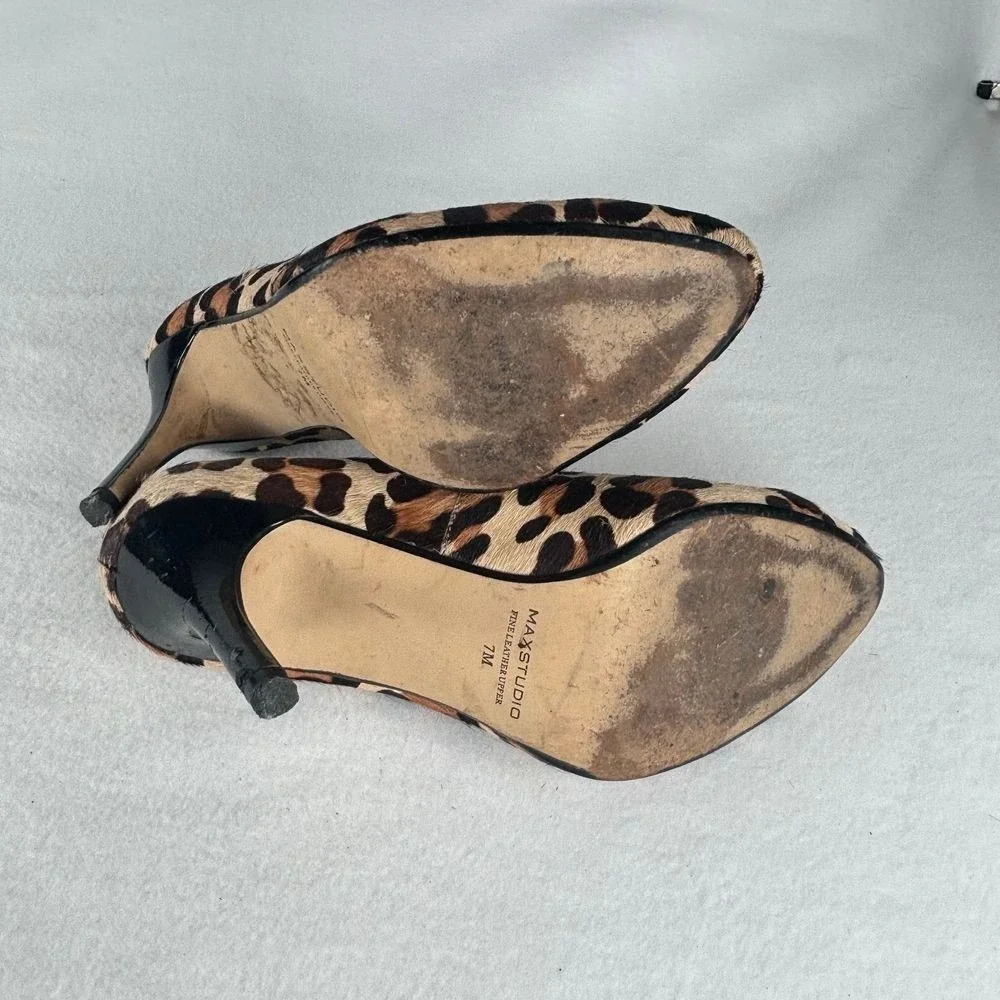 Max Studio Leopard Heels Pumps Size‎ US 7M Faux Fur Exotic Cheetah Animal Print